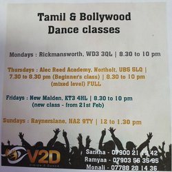 Tamil & Bollywood dance classes at Graham Spicer Institute, New Malden, Surrey